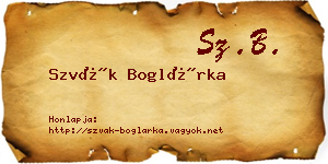 Szvák Boglárka névjegykártya